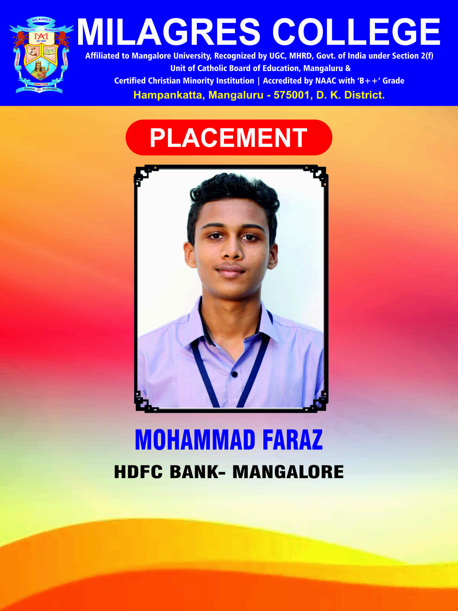 Successfully placed student